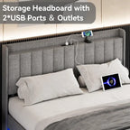 Cadre de lit flottant moderne rembourré avec lumières LED