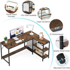 Bureau en L avec étagères de rangement, bureau d'angle avec huche, poste de travail de bureau à domicile