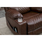 Fauteuil inclinable releveur en cuir PU avec massage et chauffage pour personnes âgées