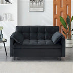 Causeuse en velours avec dossier inclinable, coussins décoratifs et poches
