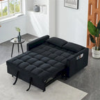 Causeuse en velours avec dossier inclinable, coussins décoratifs et poches
