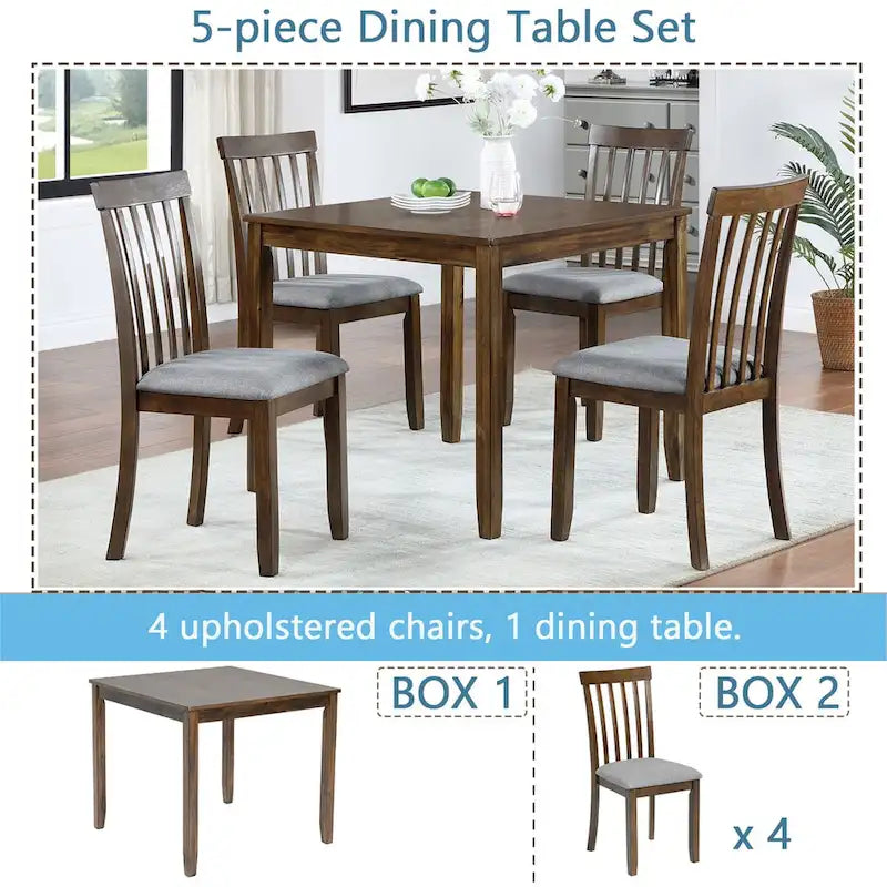 Table à manger rectangulaire en bois pour 4 personnes