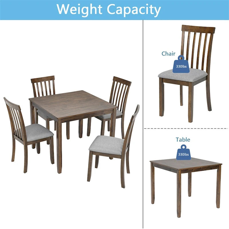 Table à manger rectangulaire en bois pour 4 personnes