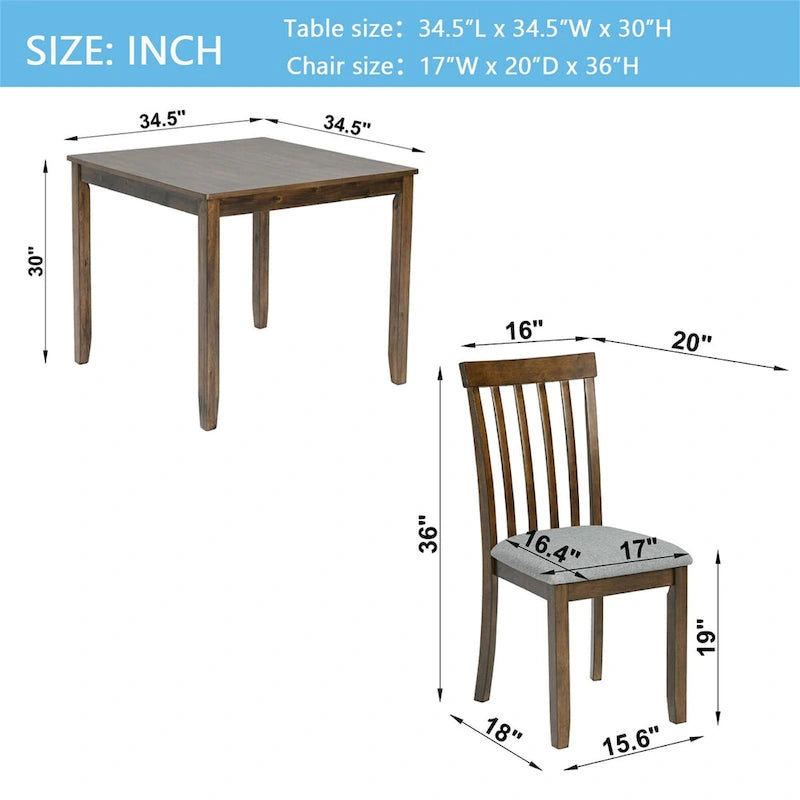 Table à manger rectangulaire en bois pour 4 personnes