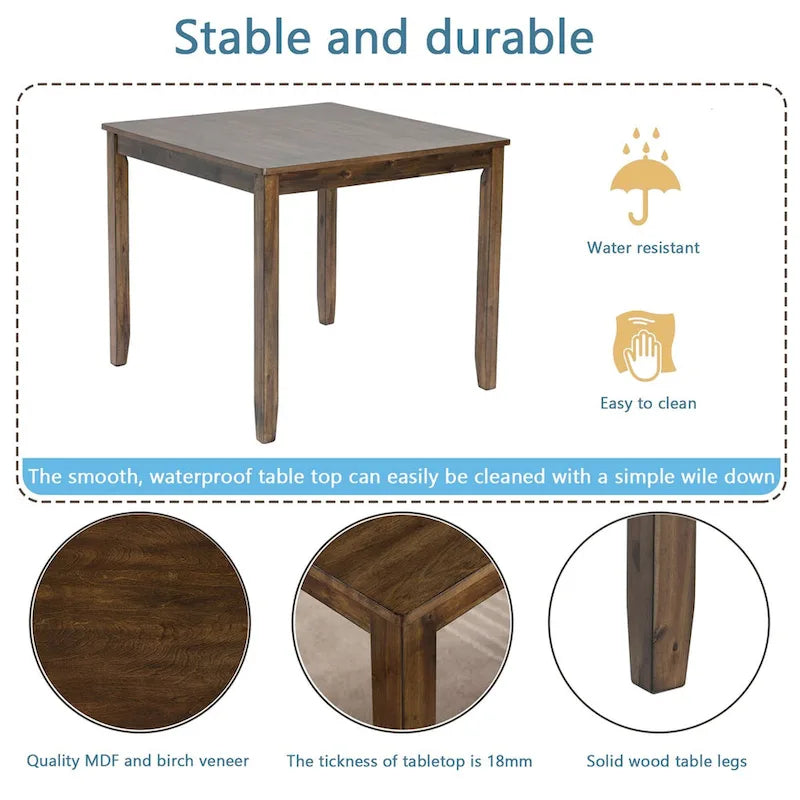 Table à manger rectangulaire en bois pour 4 personnes