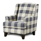 Fauteuil d'appoint à carreaux bison indigo