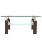 Table basse rectangulaire en noyer et verre, table basse transparente, tables d'appoint et centrales modernes pour salon, meubles de salon