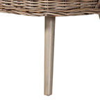 Coin repas moderne bohème en rotin Kubu naturel avec banc et table en bois