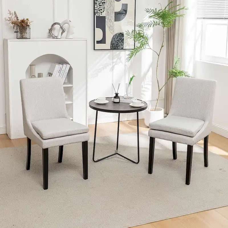 Chaises de salle à manger modernes sans accoudoirs avec rembourrage et pieds en bois massif, convenant pour la cuisine et la salle à manger