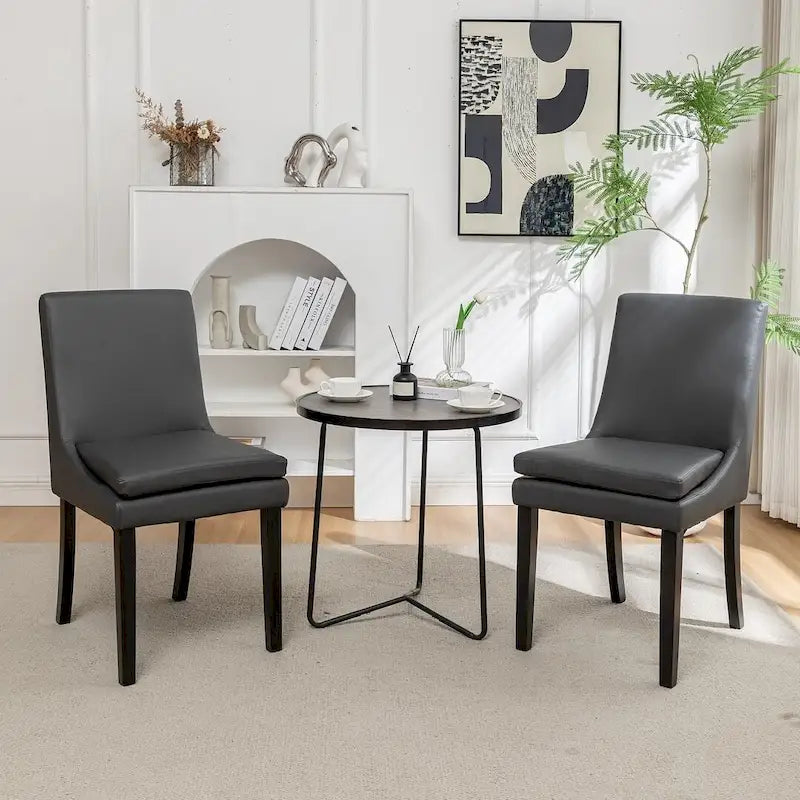 Chaises de salle à manger modernes sans accoudoirs avec rembourrage et pieds en bois massif, convenant pour la cuisine et la salle à manger