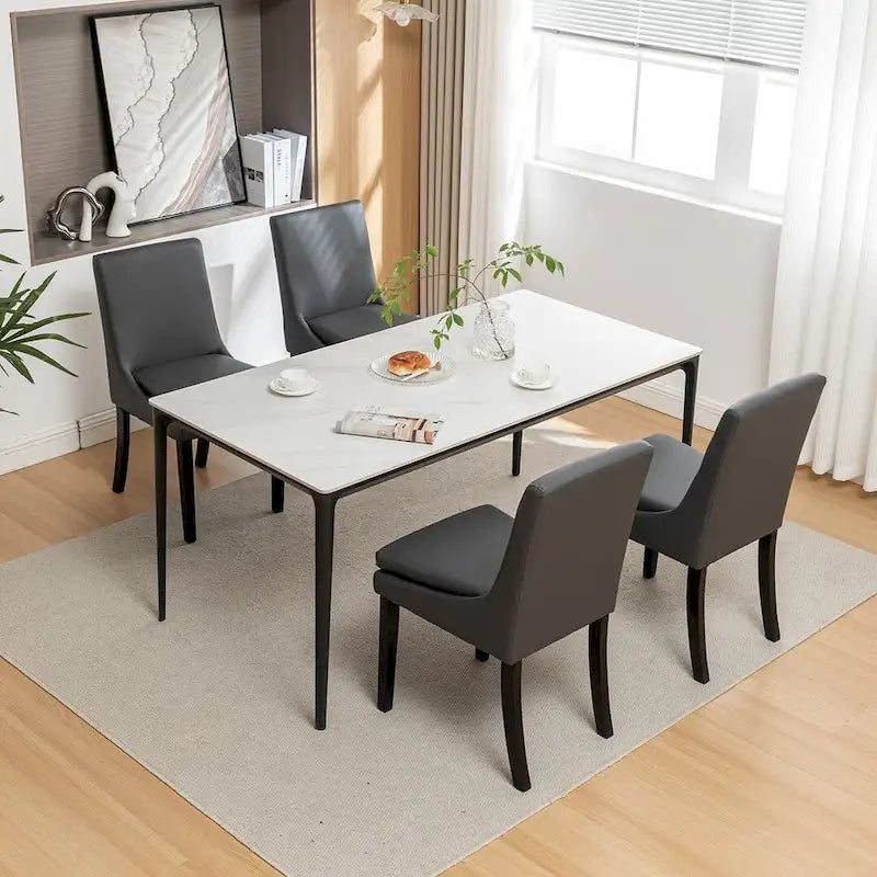 Chaises de salle à manger modernes sans accoudoirs avec rembourrage et pieds en bois massif, convenant pour la cuisine et la salle à manger