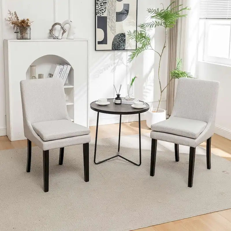 Chaises de salle à manger modernes sans accoudoirs avec rembourrage et pieds en bois massif, convenant pour la cuisine et la salle à manger