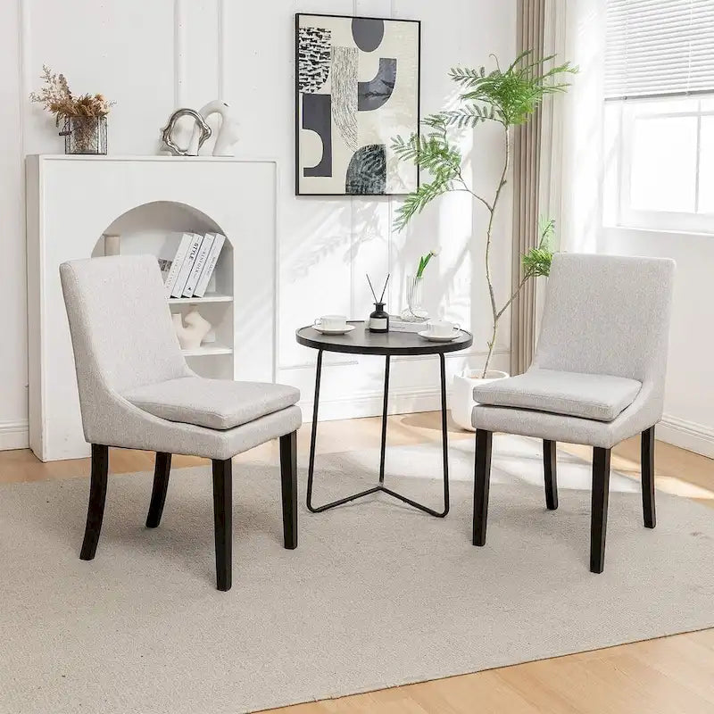 Chaises de salle à manger modernes sans accoudoirs avec rembourrage et pieds en bois massif, convenant pour la cuisine et la salle à manger