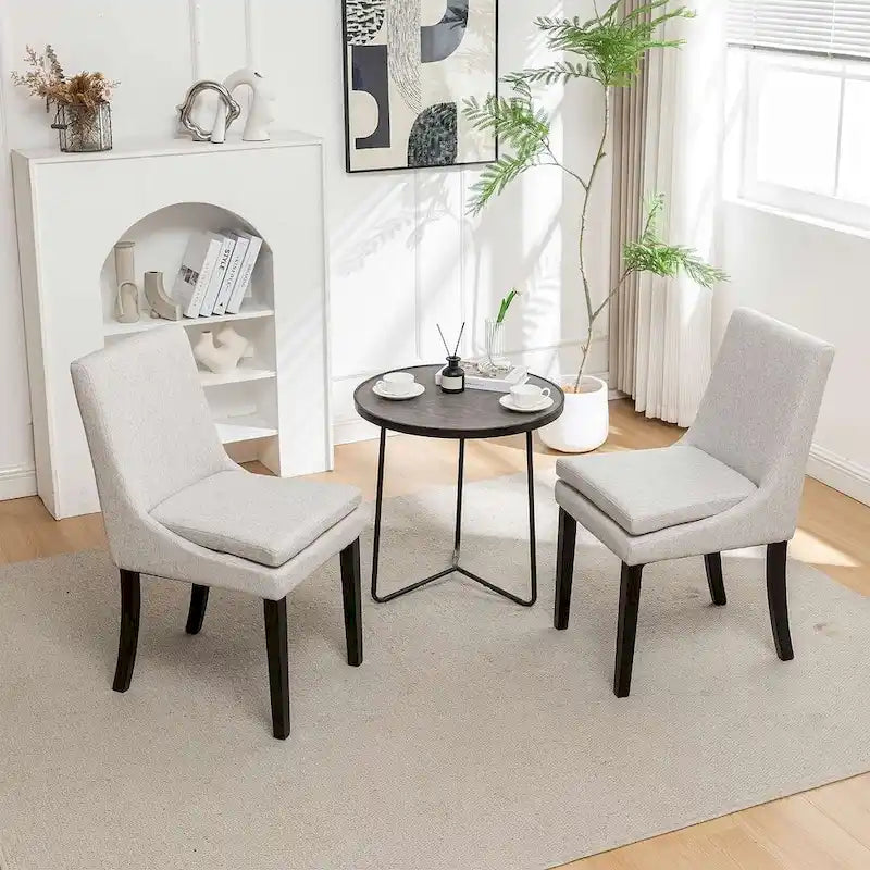 Chaises de salle à manger modernes sans accoudoirs avec rembourrage et pieds en bois massif, convenant pour la cuisine et la salle à manger