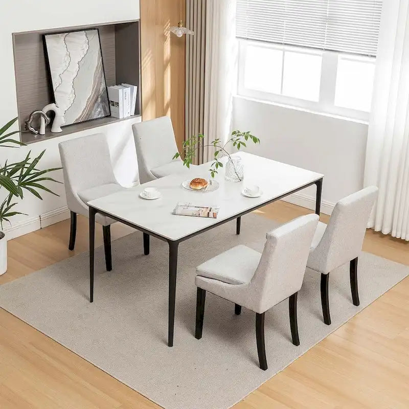 Chaises de salle à manger modernes sans accoudoirs avec rembourrage et pieds en bois massif, convenant pour la cuisine et la salle à manger