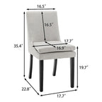Chaises de salle à manger modernes sans accoudoirs avec rembourrage et pieds en bois massif, convenant pour la cuisine et la salle à manger