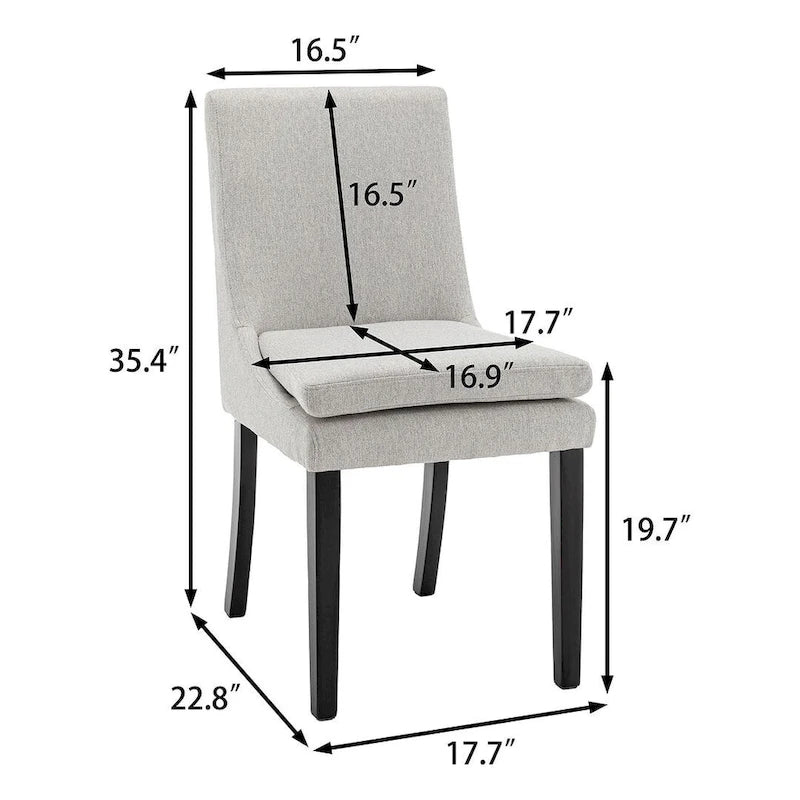 Chaises de salle à manger modernes sans accoudoirs avec rembourrage et pieds en bois massif, convenant pour la cuisine et la salle à manger