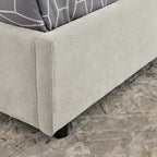 Lit plateforme Queen Size hydraulique rembourré avec rangement, tête de lit intégrée, tissu chenille, gris