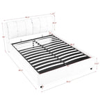 Lit plateforme Queen Size hydraulique rembourré avec rangement, tête de lit intégrée, tissu chenille, gris