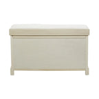 Banc de rangement en bois avec paniers en jonc de mer marron et siège rembourré - Blanc