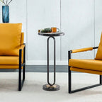 Table d'appoint ronde en marbre et métal 12 Grey
