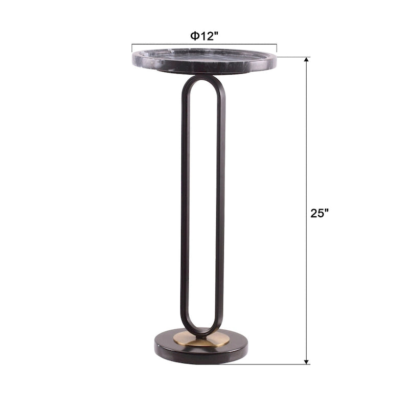 Table d'appoint ronde en marbre et métal 12 Grey