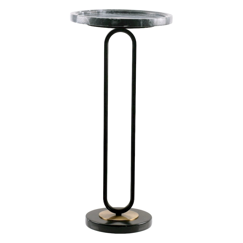 Table d'appoint ronde en marbre et métal 12 Grey