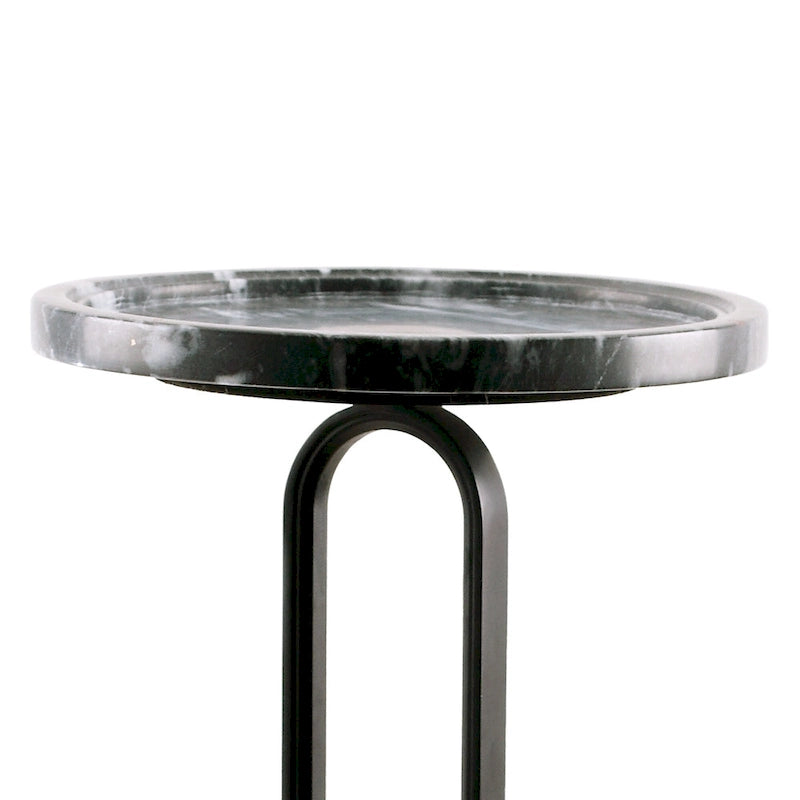 Table d'appoint ronde en marbre et métal 12 Grey