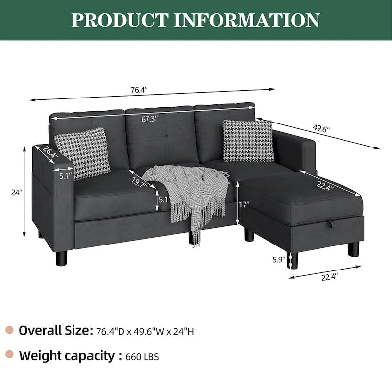 Canapé modulable convertible, Canapé d'angle en L